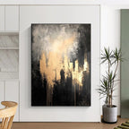 Golden Gray Abstract - Mysterious Urban - Inspired Abstract Painting GAB0651