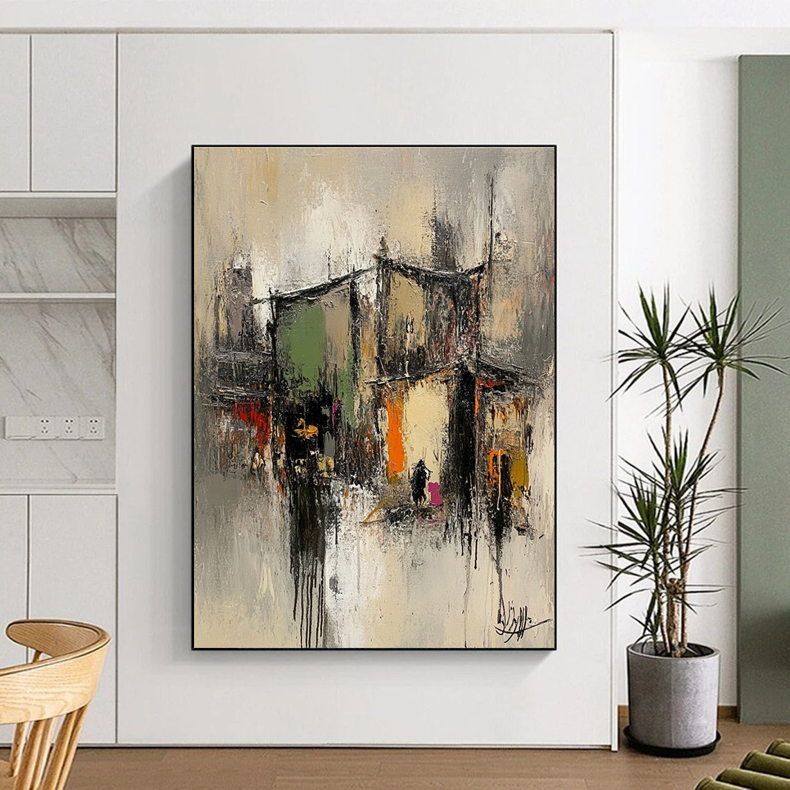 Abstract Urban Street Scene Painting for Bohemian Cafes GAB1130