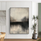 Monochrome Lake Silhouette - Minimalist Landscape Abstract Art GAB0522