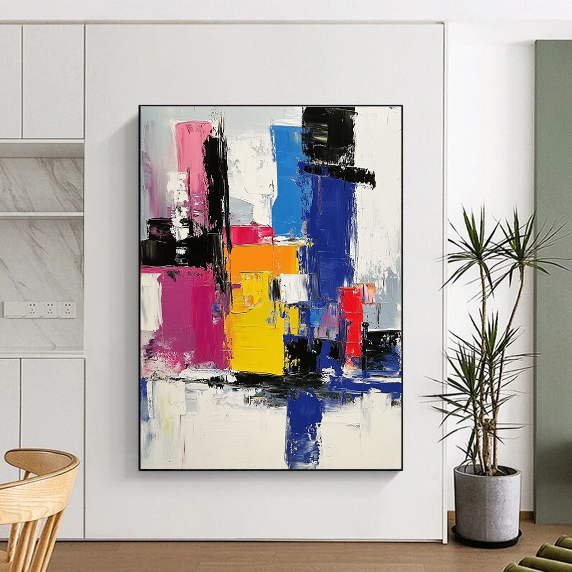 Vibrant Geometric Abstract Painting for Modern Office Lounges GAB0841