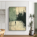 Solitary Figure in Urban Abstract Painting for Thought - Provoking Study Rooms GAB0800