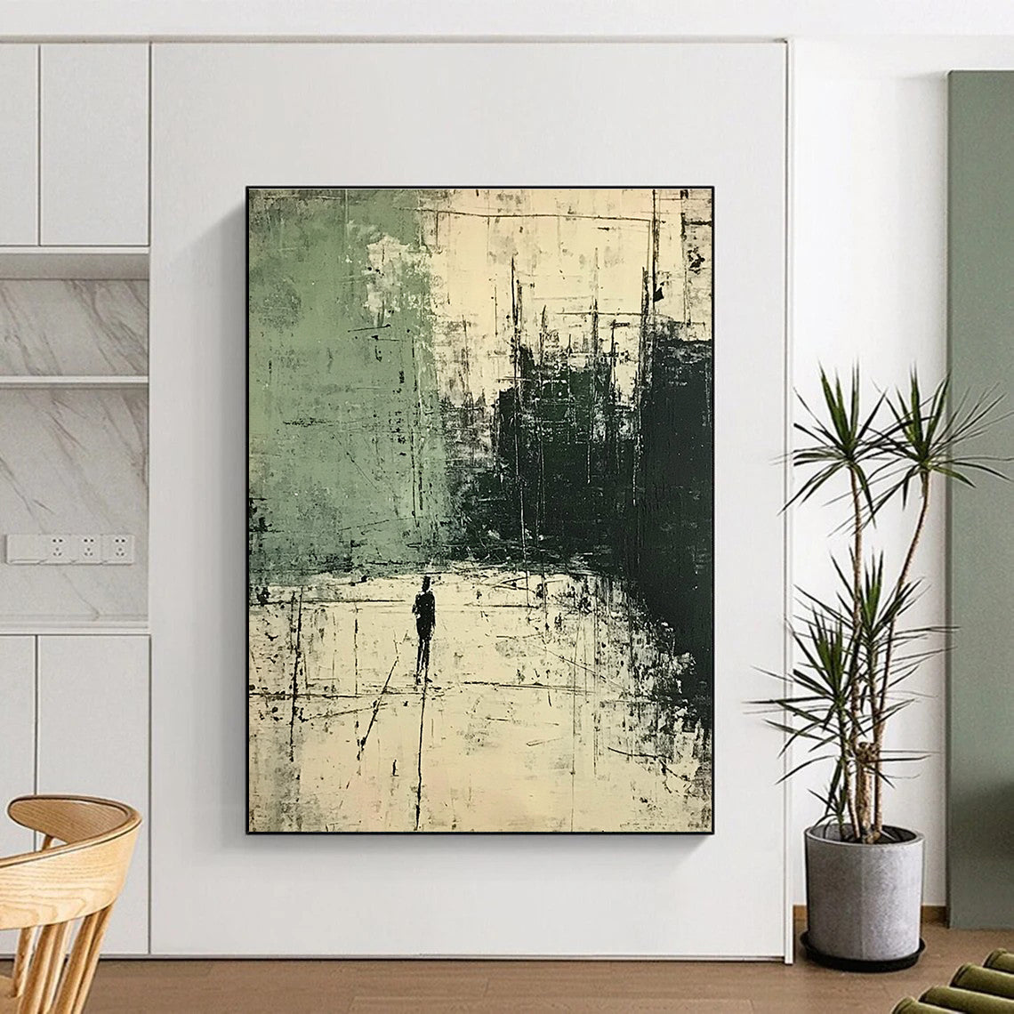 Solitary Figure in Urban Abstract Painting for Thought - Provoking Study Rooms GAB0800