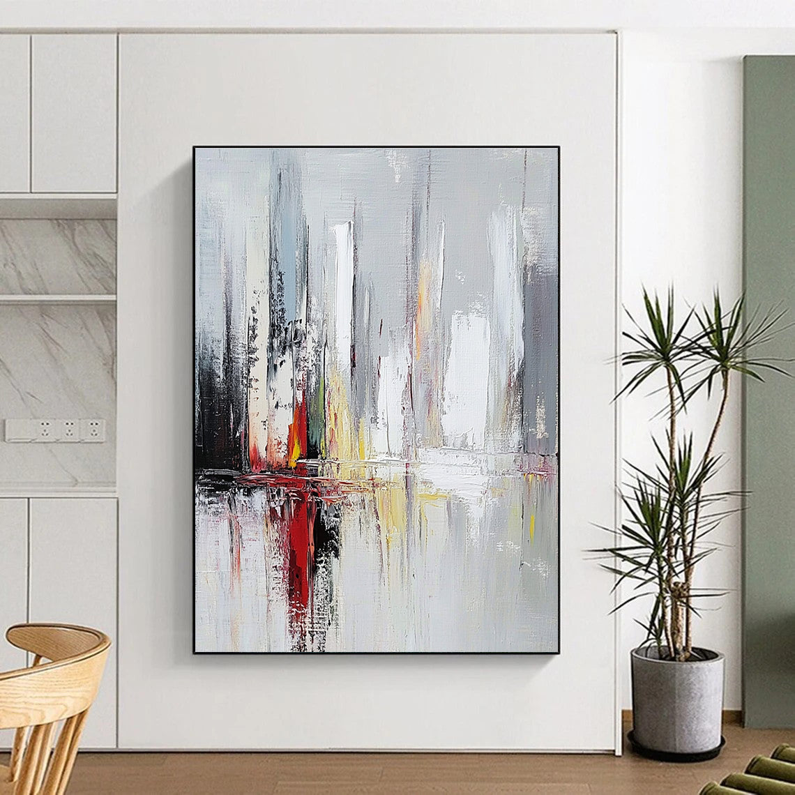 Subtle City Reflections - Muted Urban Abstract Painting GAB0575