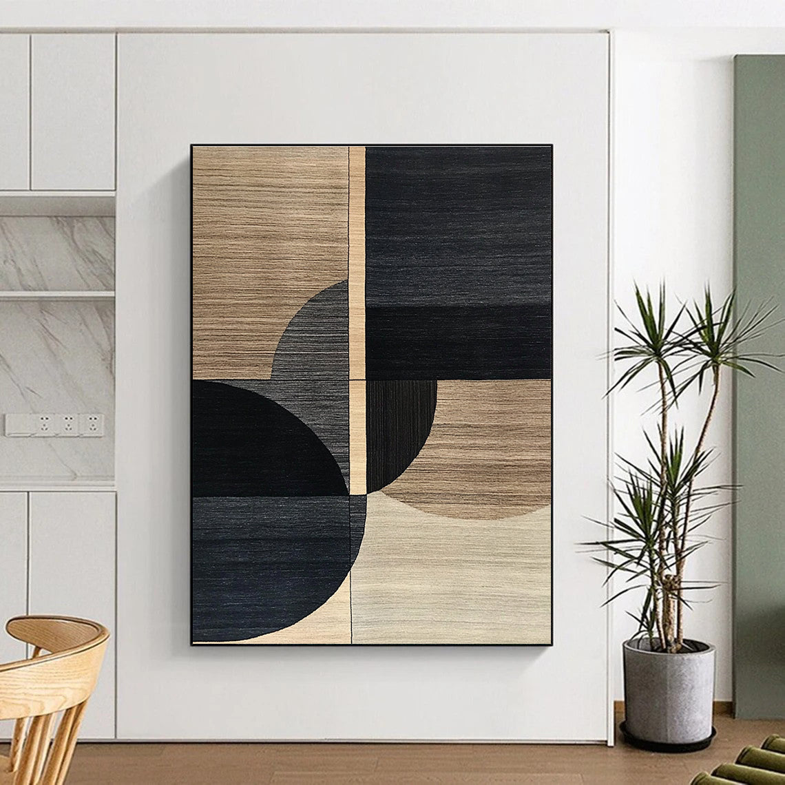 Geometric Wood - Like Shapes Abstract Painting for Contemporary Office Break Rooms GAB1356