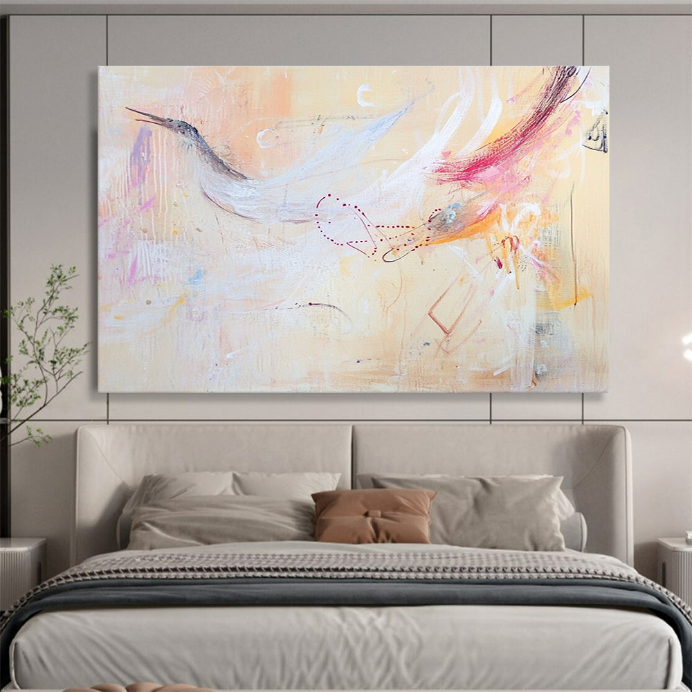 Ethereal Bird Abstract Painting with Delicate Graceful Forms ABS543