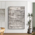 Gray - Wave Line Abstract Painting with Textured Strokes WINK869