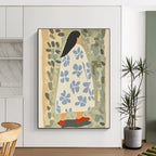 Floral Cloaked Woman in Nature - Whimsical Figurative Abstract Art GAB0419