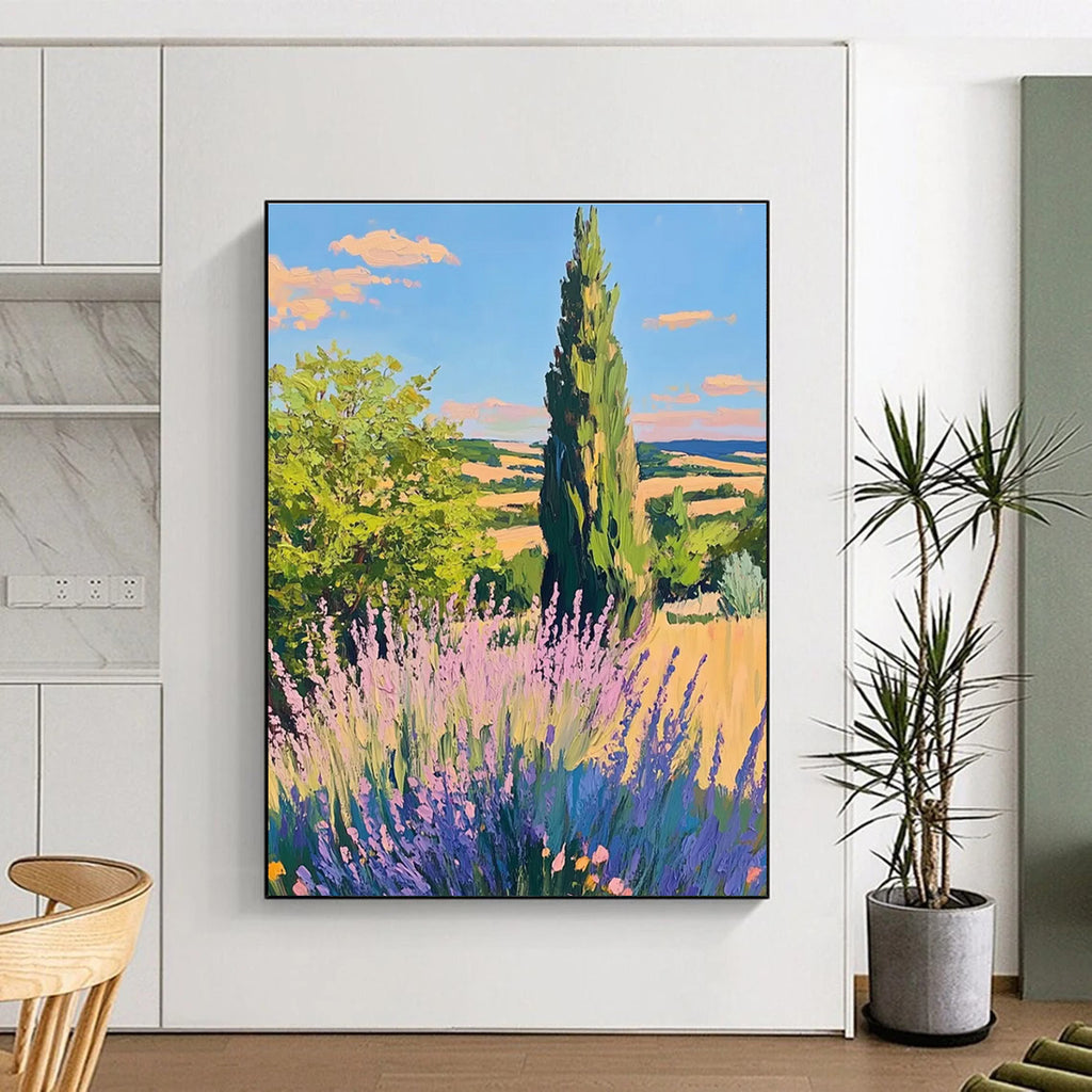 Provence Landscape Abstract Painting for Rustic - Chic Dining Rooms HENG436