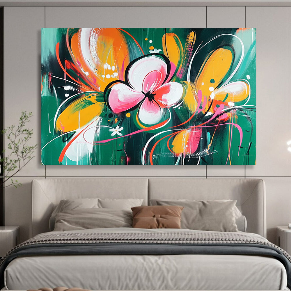 Colorful Floral Abstract with Vibrant Colors and Curves Abstract Painting ABS366