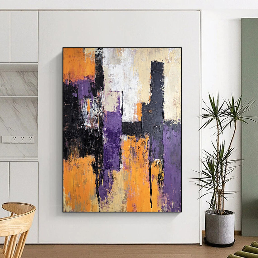 Purple Orange Abstract Painting with Bold Contrast WINK563