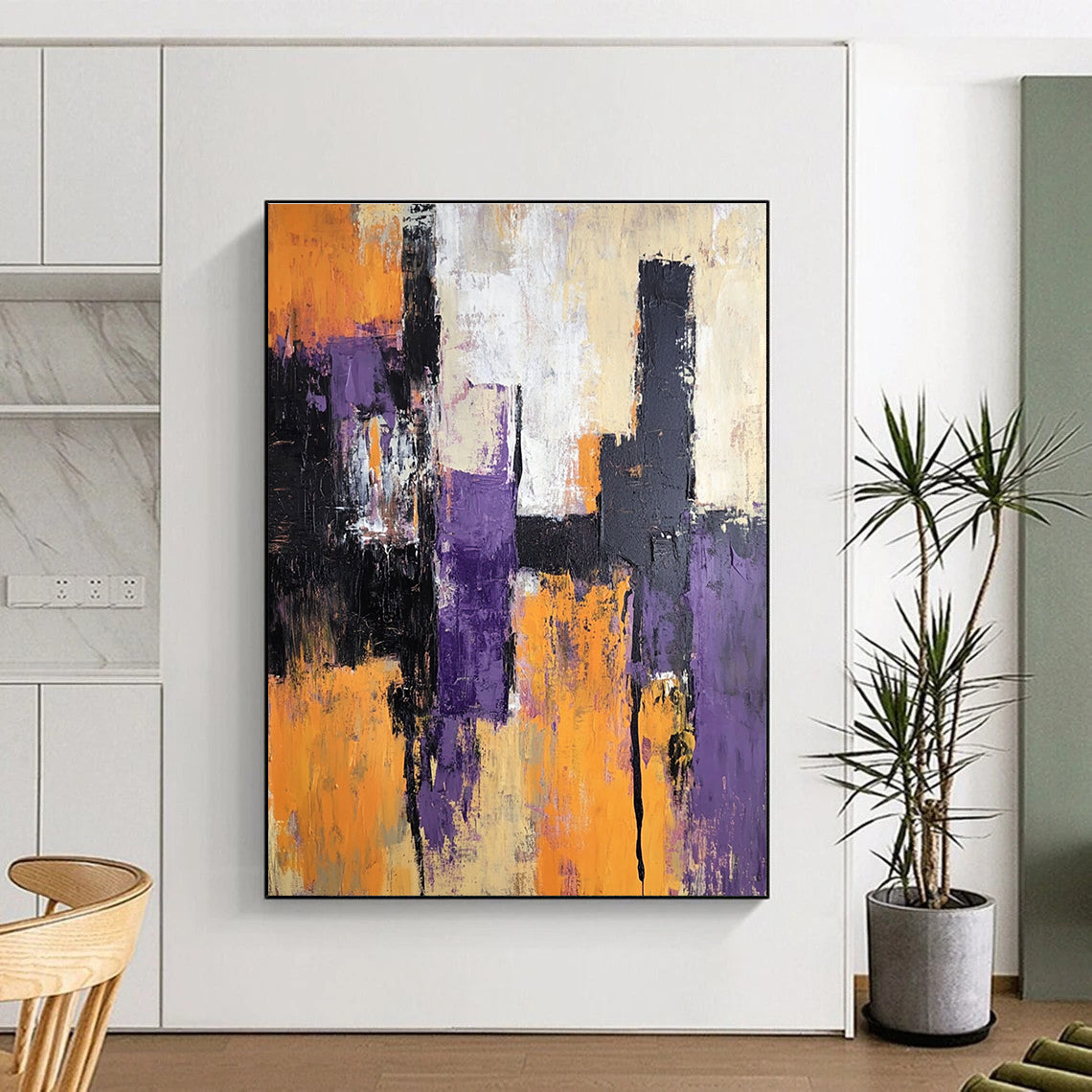 Purple Orange Abstract Painting with Bold Contrast WINK563