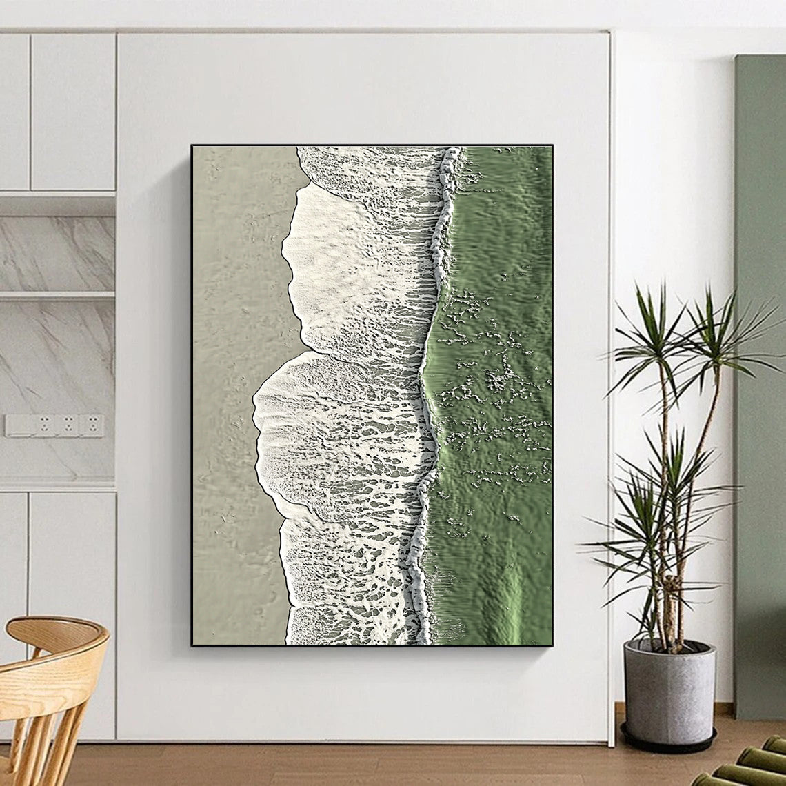 Green Ocean Aerial Contemporary Coastal Abstract Painting GAB0315