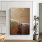 Two Forms with Red Sphere Abstract Painting for Thought - Provoking Study Spaces HENG033