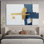 Blue and Gold Cross Abstract Painting with Minimalist Elegance ABS426