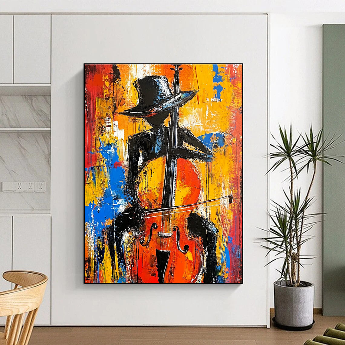 Jazz Musician Silhouette - Vivid Colorful Abstract Painting GAB0420