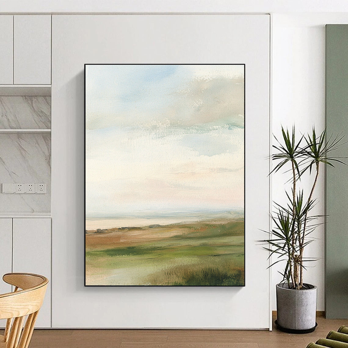 Soft Pastel Landscape Abstract Painting for Coastal - Themed Cafes GAB0982