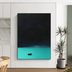 Night Lake with Boat Abstract Painting for Serene Bedroom Retreats GAB1341
