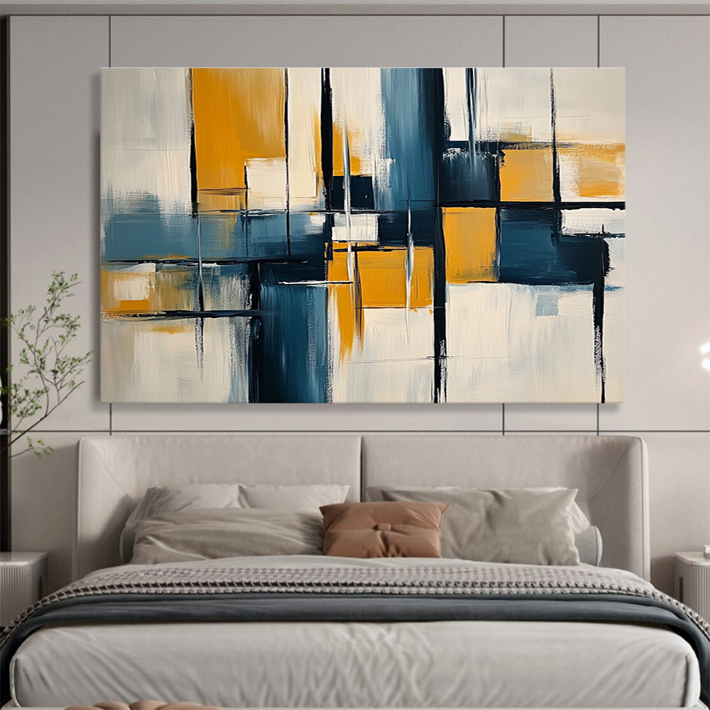 Blue, Yellow, and Black Abstract Painting ABS588