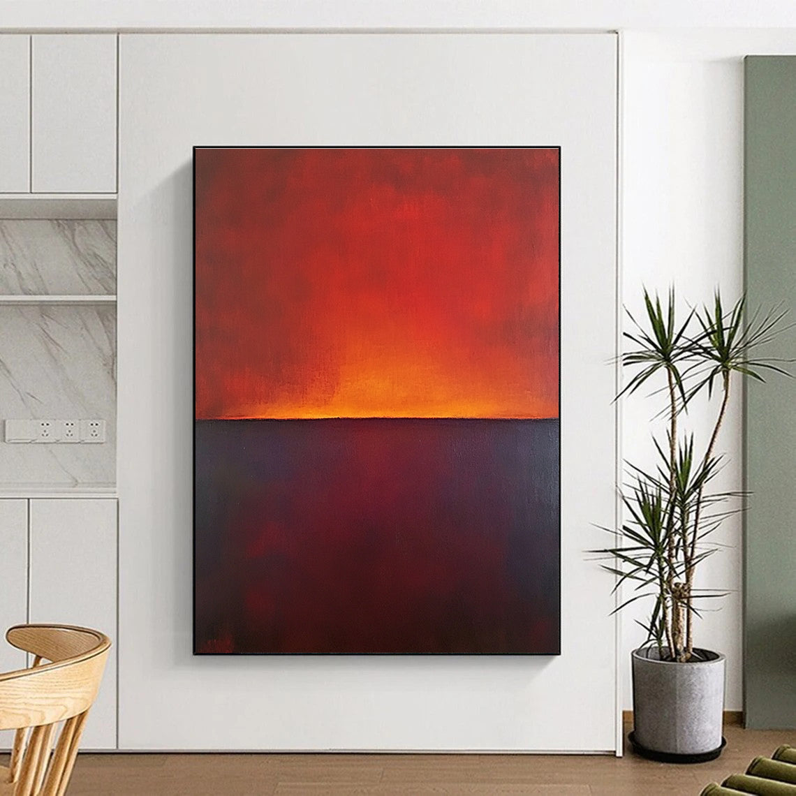 Red and Orange Sunset Abstract Painting with Dramatic Hues WINK863