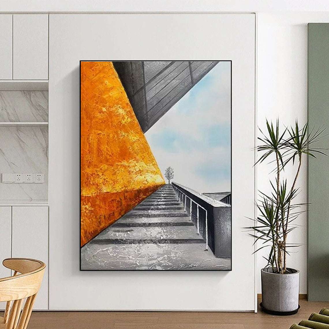 Thought - Provoking Architectural Abstract Scene Painting for Sophisticated Spaces HENG281