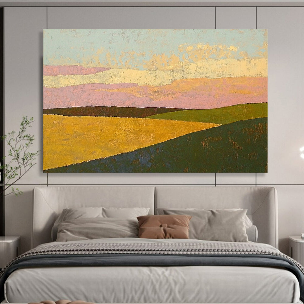 Pastel Landscape with Color Blocks Abstract Painting with Soft Harmony ABS575