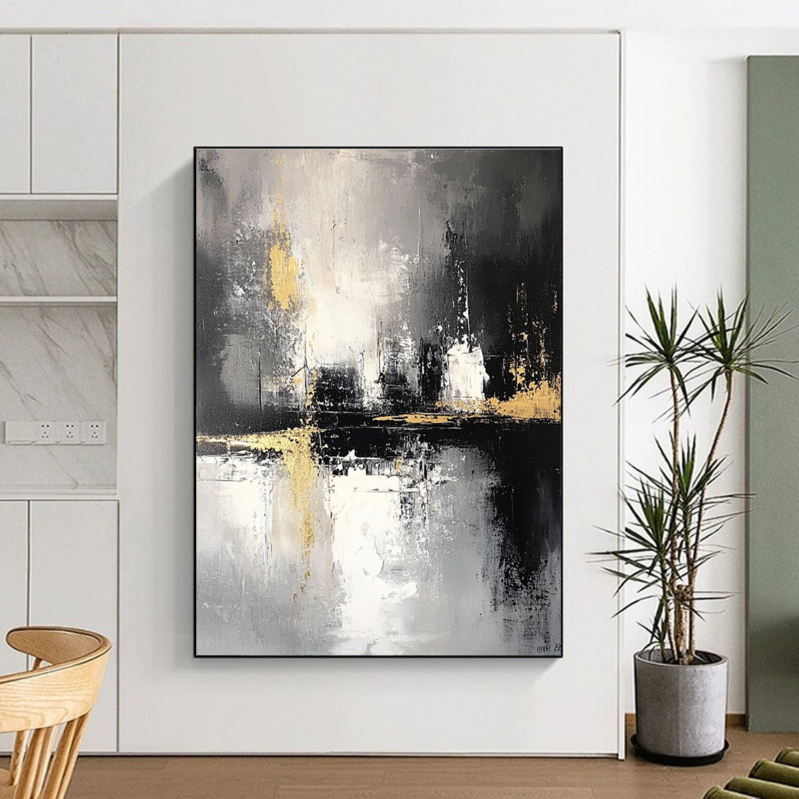 Dark Abstract Cityscape - Moody Urban Abstract Painting GAB0448
