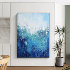 Blue Textured Abstract Painting with Calming Depths WINK693