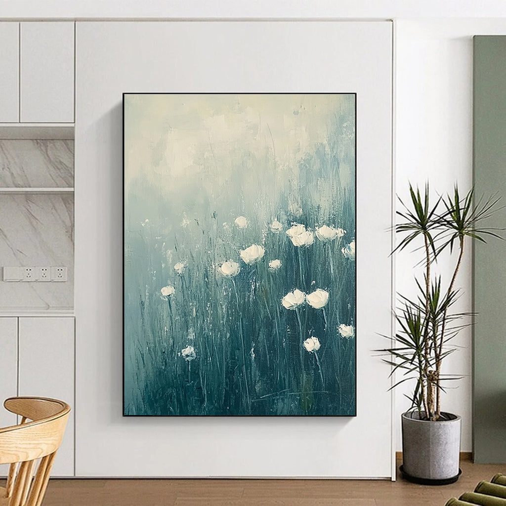 White Flower Field - Tranquil Floral Abstract Painting GAB0614