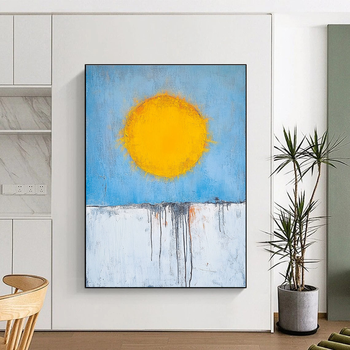 Sun Over Dripping Horizon Abstract Painting for Bohemian - Style Cafes GAB0835