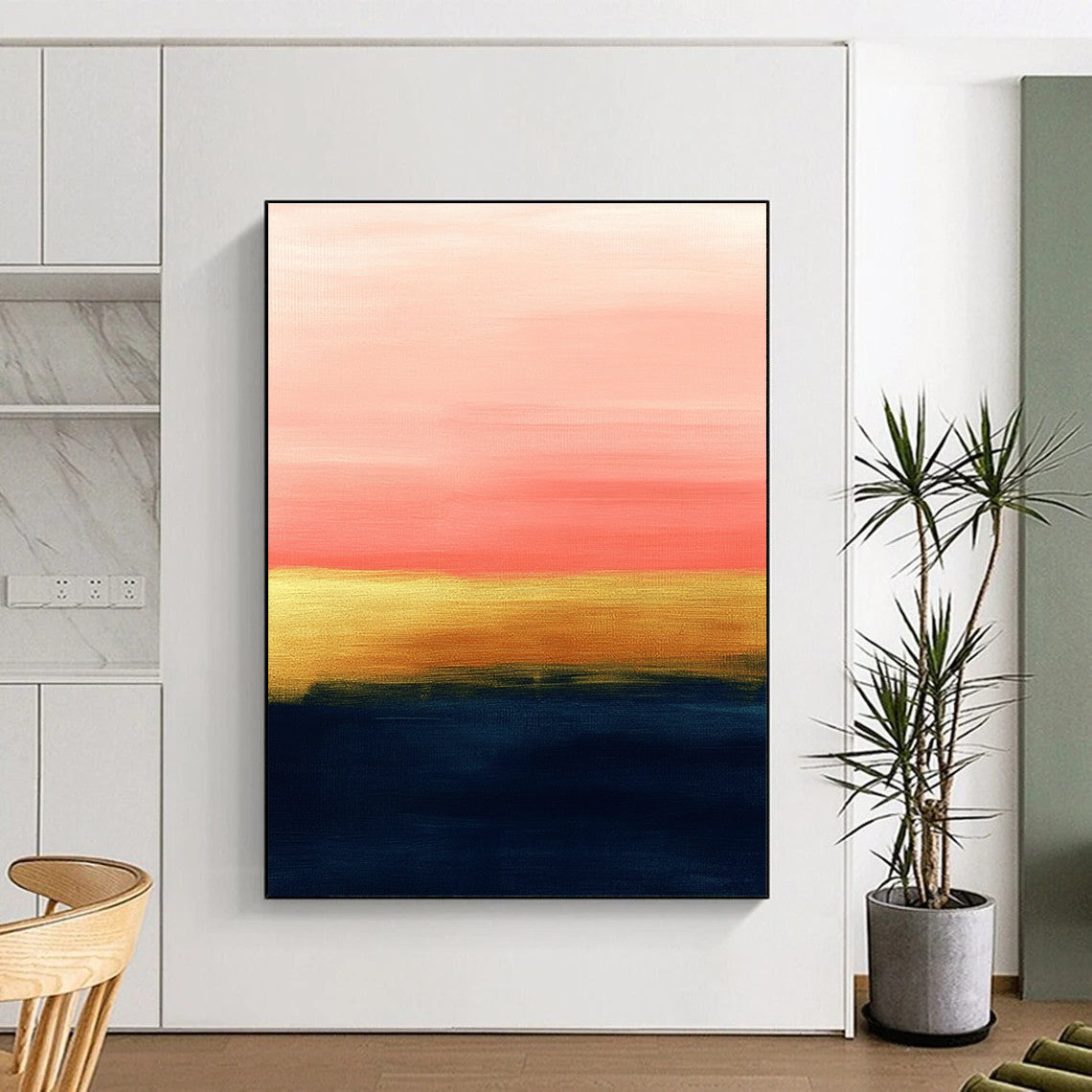 Pink and Gold Horizon Abstract Painting for Luxe Bedroom Retreats GAB1387