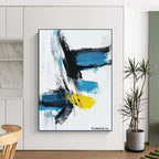 Dynamic Blue and Yellow Abstract Painting of Vivid Motion GAB0206