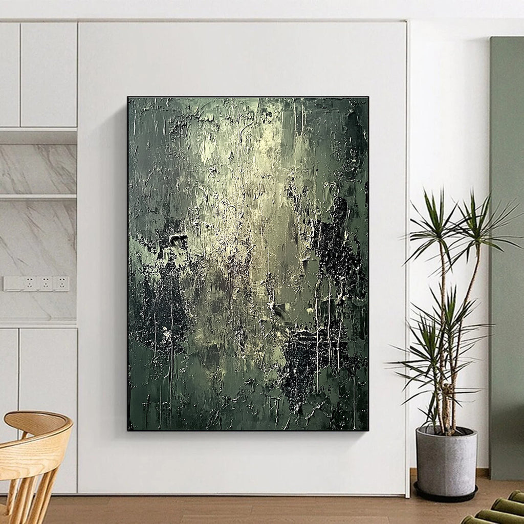 Dark Textured Abstract Painting with Mysterious Depth WINK585
