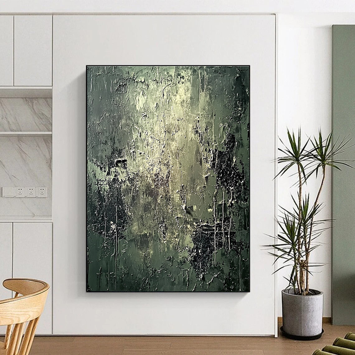 Dark Textured Abstract Painting with Mysterious Depth WINK585