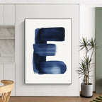 Bold Blue Letter E Graphic Monogram Abstract Painting GAB0234