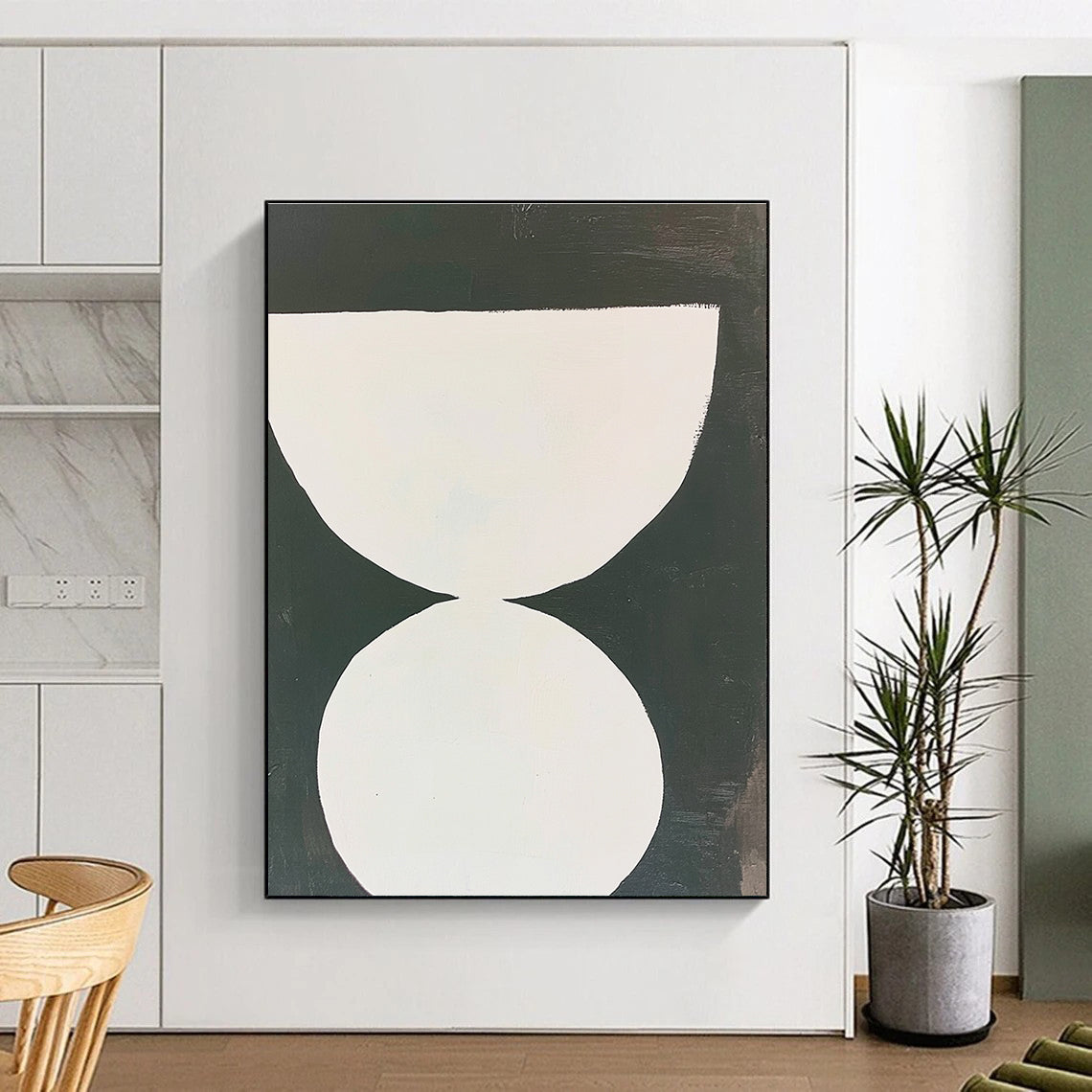 Black and White Hourglass - Monochromatic Geometric Art GAB0406