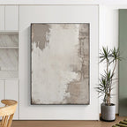 Light Gray Textured Canvas Abstract Painting with Subtle Simplicity WINK042