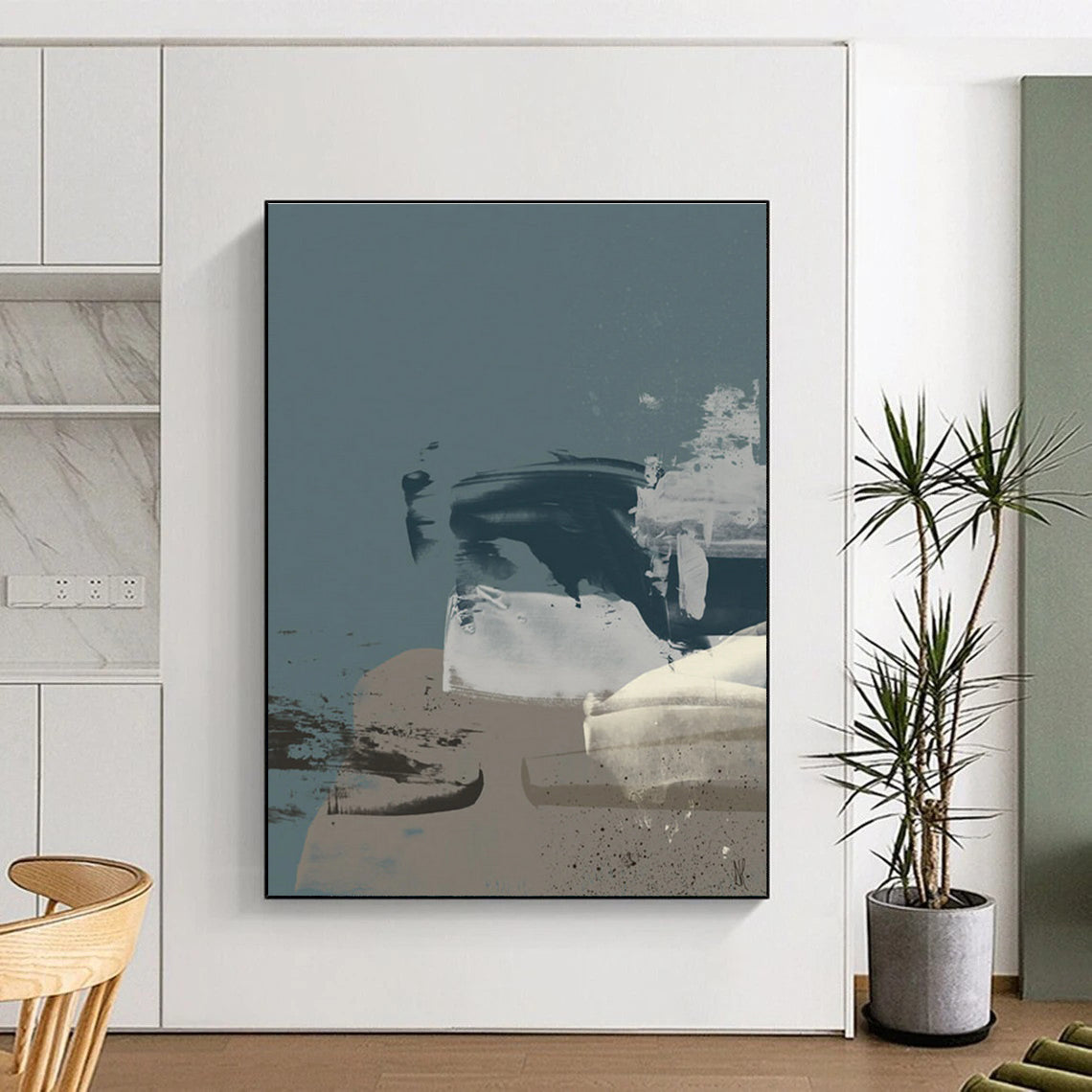 Modern Abstract Shape Collage Painting for Contemporary Decor HENG242