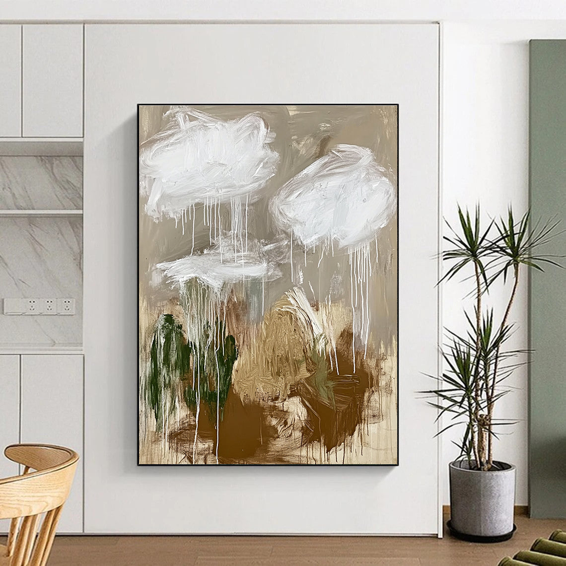 Dripping Cloud Abstract Painting for Bohemian - Style Living Rooms GAB0828