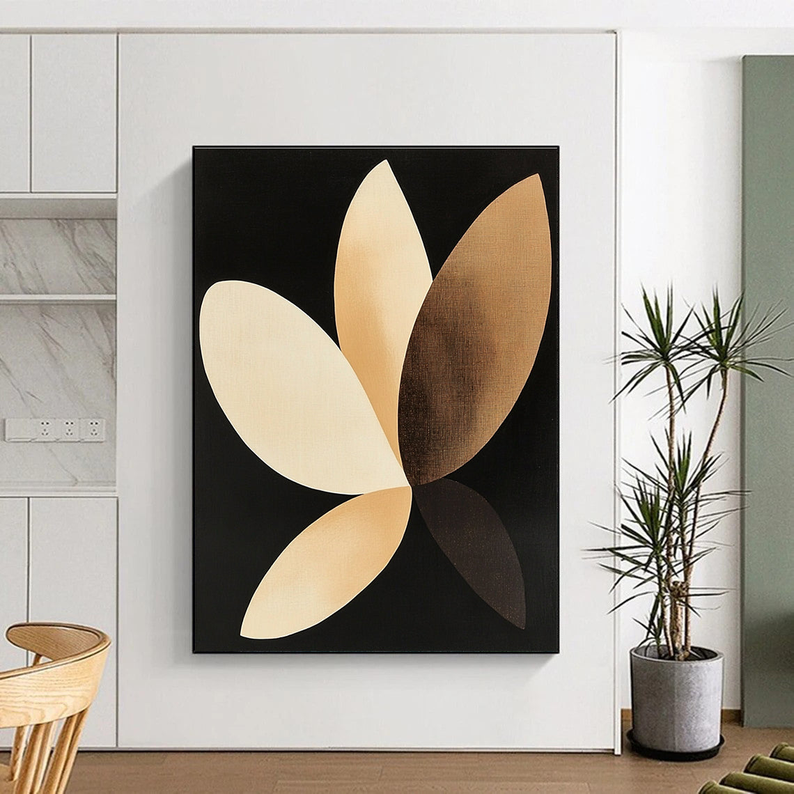 Minimalist Petal Shapes Abstract Painting of Subtle Elegance GAB0130