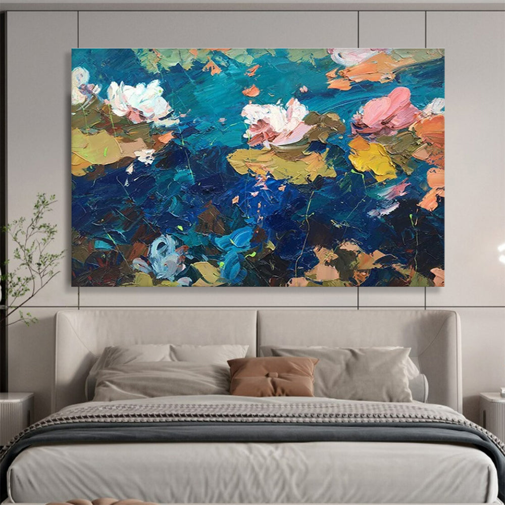 Water Lilies Abstract Painting for Modern Spa Retreats YHT465