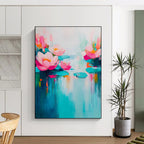 Pink Lotus Abstract - Serene Botanical Abstract Painting GAB0488