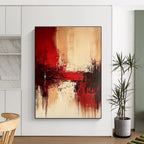 Red - Beige Balance Abstract Painting: Sophisticated Harmony for Interiors GAB0953