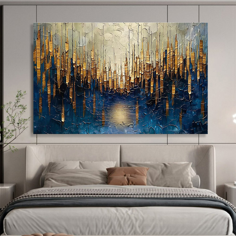 Golden Forest Abstract Painting for Luxury Home Entrances YHT157