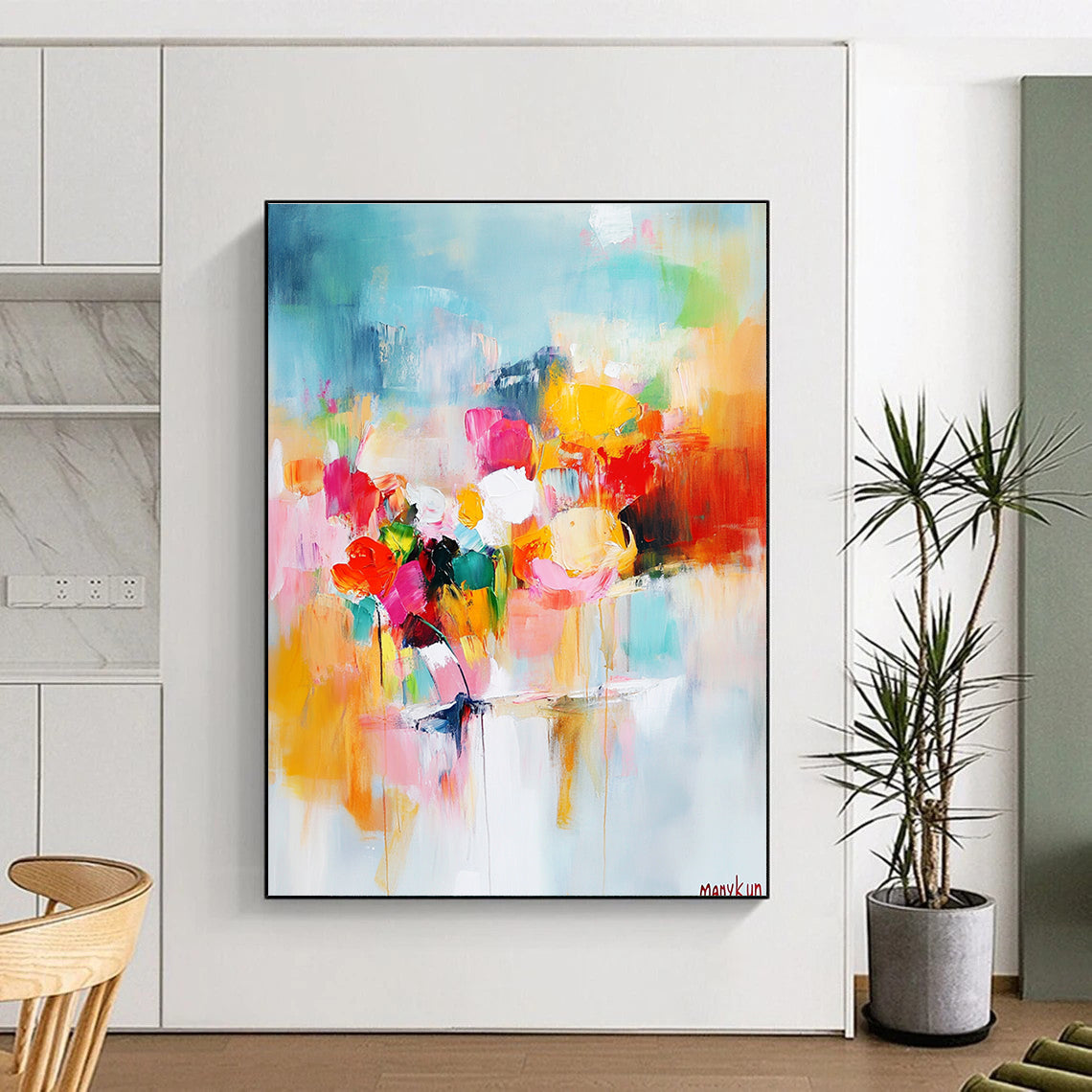 Colorful Flower - Themed Abstract Painting for Art - Loving Gardens GAB0889