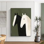 Two Stylized Horses Abstract Painting of Whimsical Charm GAB0214