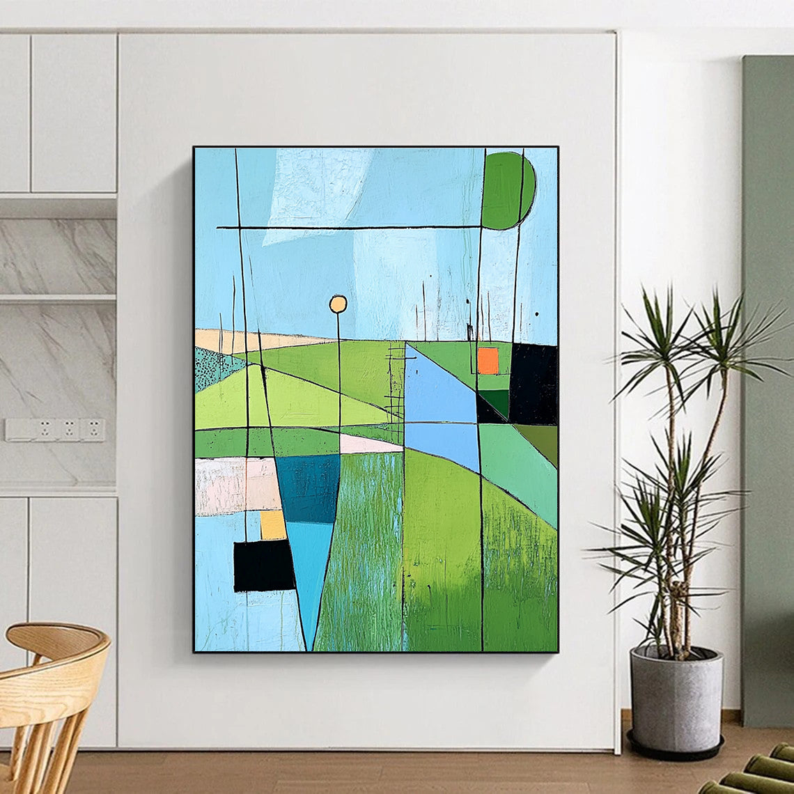 Geometric Landscape Abstraction Abstract Painting with Playful Proportions WINK232