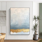 Blue and Gold Abstract Painting for Elegant Hotel Ballroom Entrances GAB1192