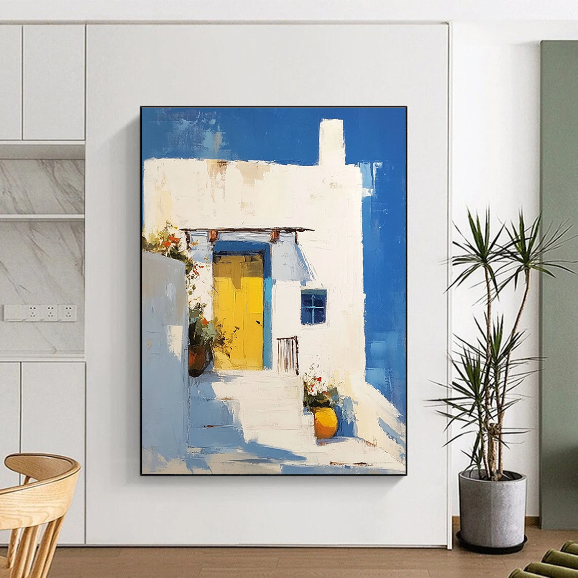 Mediterranean House Scene - Vibrant Architectural Abstract Painting GAB0410