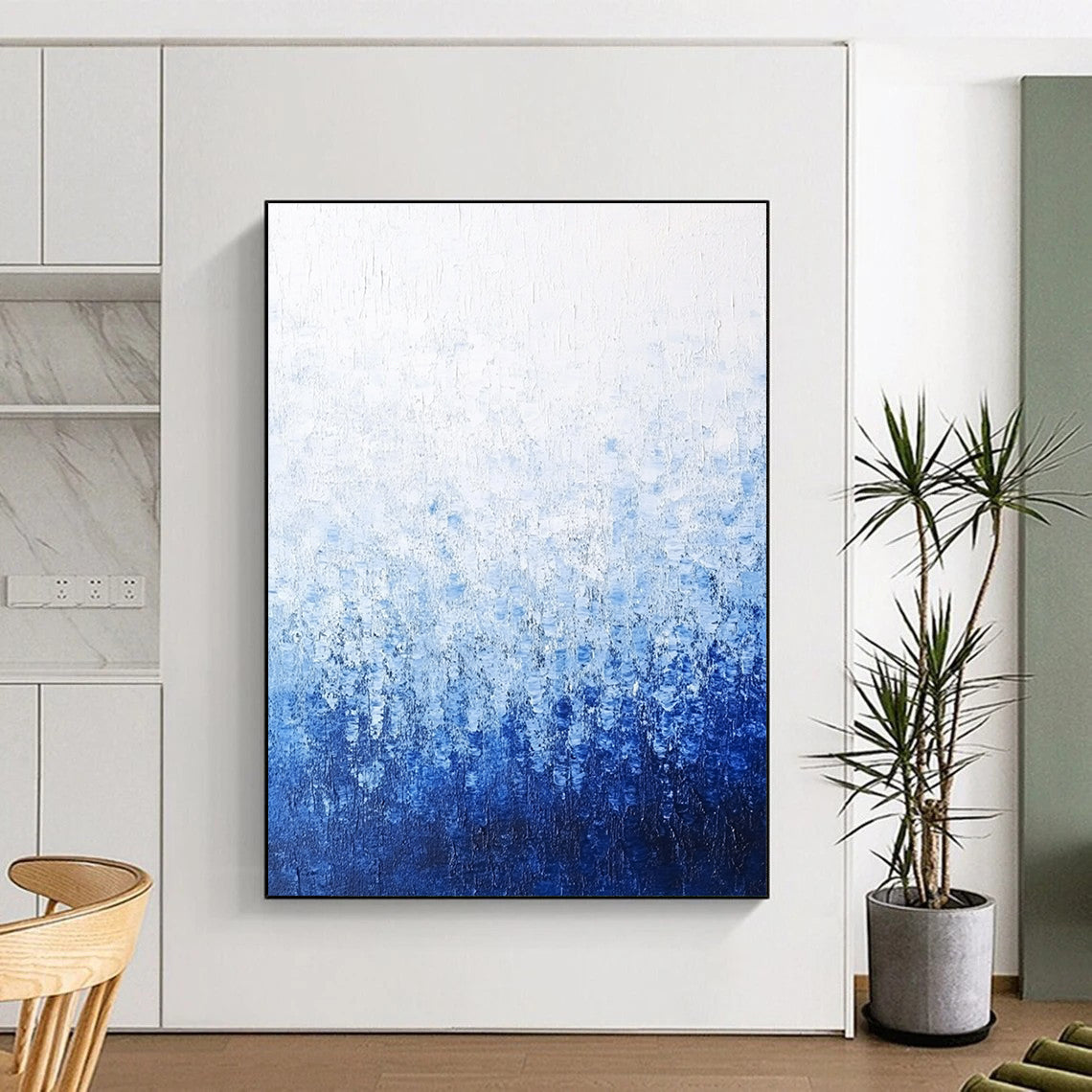 Blue and White Gradient Abstract - Serene Minimalist Abstract Art GAB0468