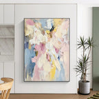 Pink Blue Yellow Abstract Painting with Cheerful Vibrancy WINK467